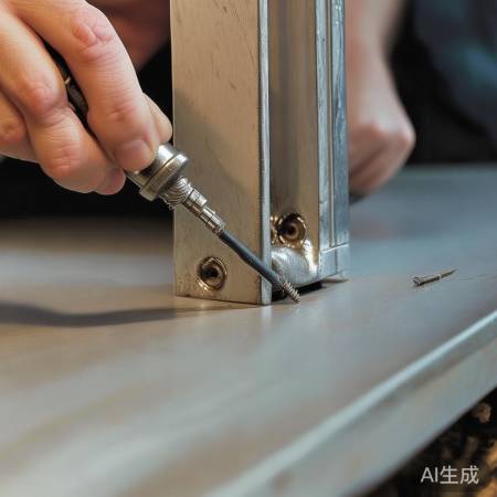 “用螺丝固定门底座”