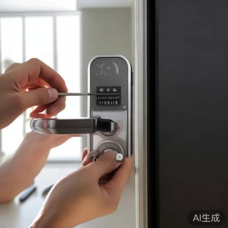 指纹锁安装:装电池,接电源