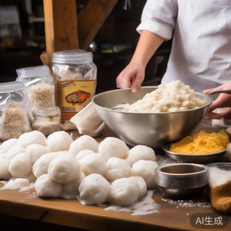 新鲜鱼肉炸鱼丸