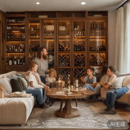 温馨家居，原木红酒柜点缀