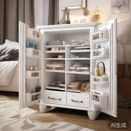 “白色床头柜，空间布局巧”