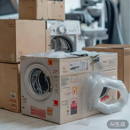 洗衣机拆卸，标明易碎