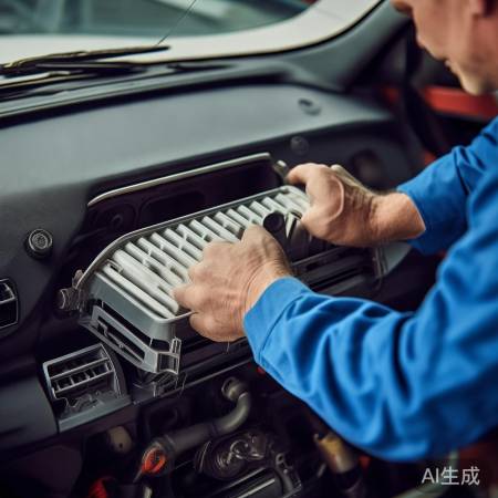 安装空调滤芯，注意方向