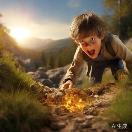 男童发现金矿，轰动周边。