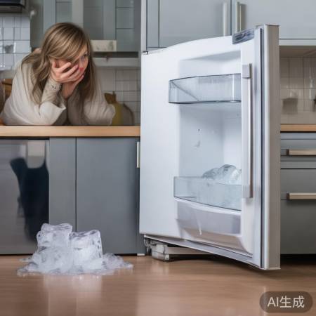 冰箱门没关紧,粗心导致冰块融化