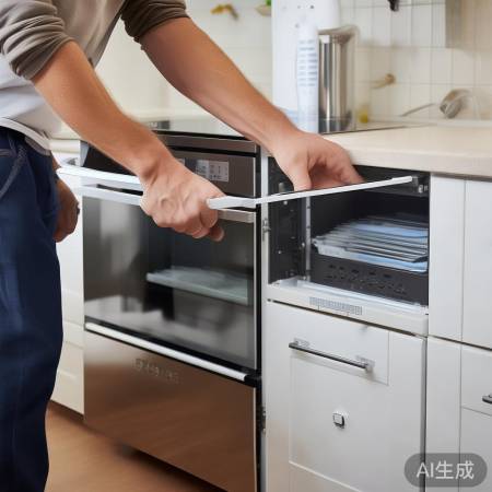 “橱柜上安装集成灶，检查功能”