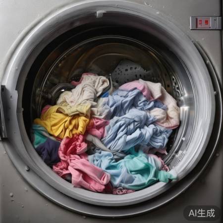 洗衣机盖开启，衣物缠绕处理